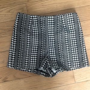 Patterned black and white dress shorts